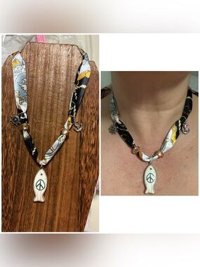 Nautical silky tie charm necklace